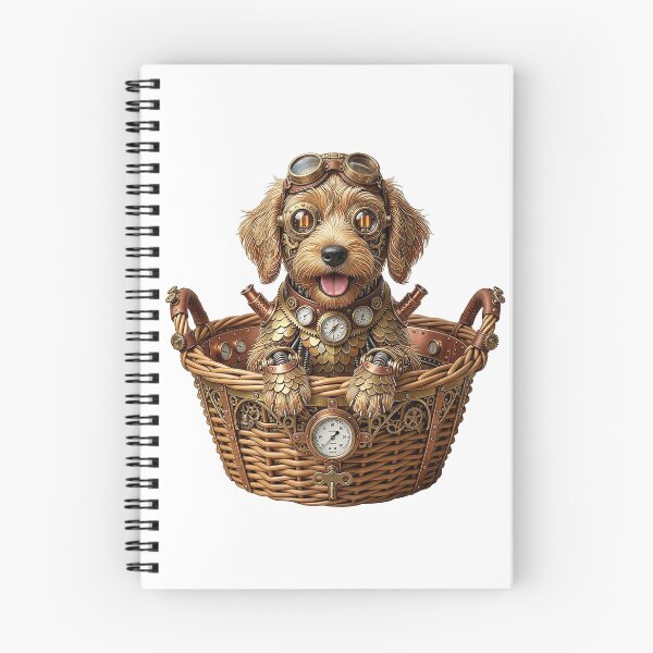 Item preview, Labrador Puppy Dog In A Basket SteamPunk designed and sold by MarigoldenSoul.