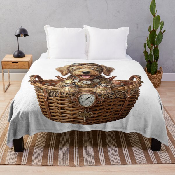 Item preview, Labrador Puppy Dog In A Basket SteamPunk designed and sold by MarigoldenSoul.