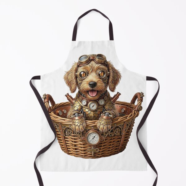 Aperçu de l'œuvre Chiot Labrador dans un panier Steampunk créée et vendue par MarigoldenSoul.
