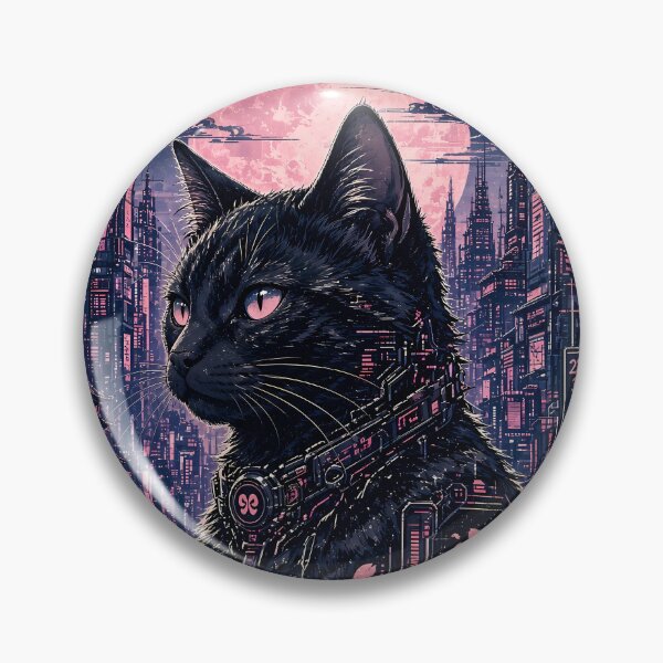 Item preview, Cyberpunk Samurai Cat Pink Moon Neon Tokyo designed and sold by aigcx.