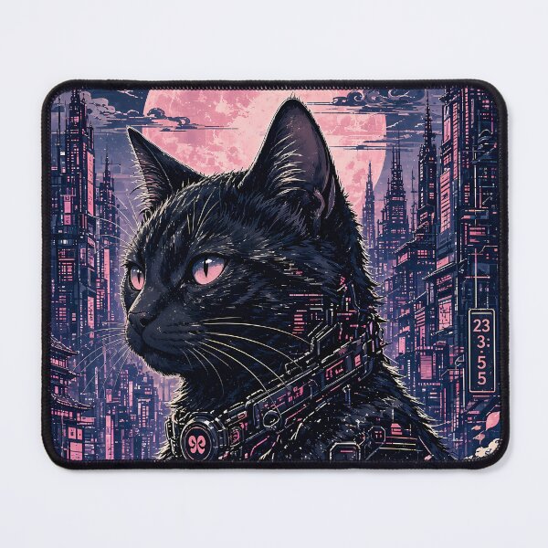 Item preview, Cyberpunk Samurai Cat Pink Moon Neon Tokyo designed and sold by aigcx.