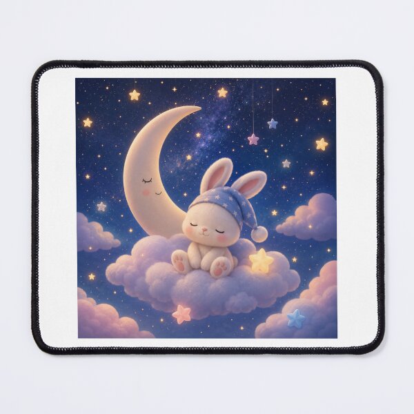 Item preview, Sleepy Bunny on Moon Night Sky designed and sold by ThilankaDesign.