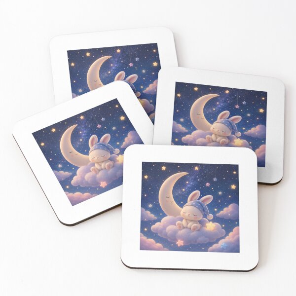 Item preview, Sleepy Bunny on Moon Night Sky designed and sold by ThilankaDesign.