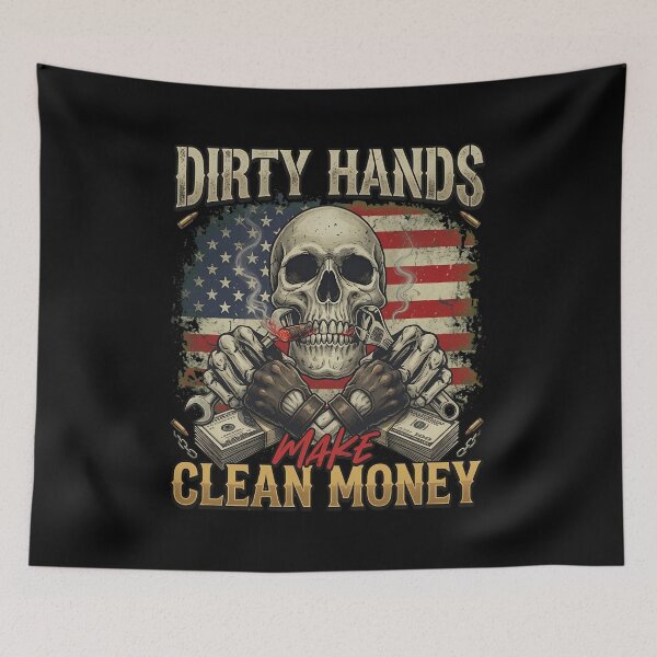 Item preview, Dirty Hands Make Clean Money Mechanic Skull designed and sold by AlviaAlcedoArt.