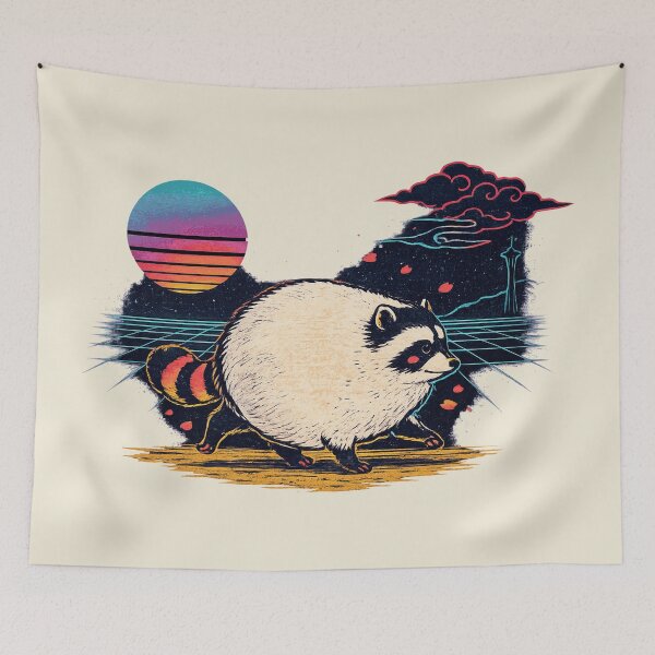 Item preview, Neon Ukiyo‑E Round Raccoon designed and sold by KungPowUnicorn.