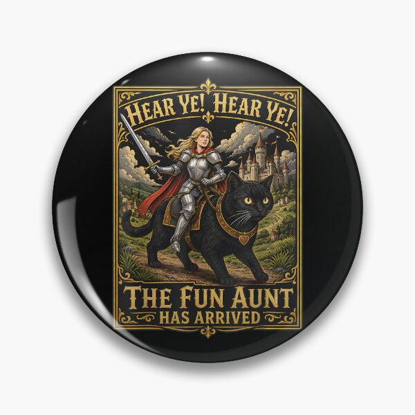 Item preview, Hear Ye Fun Aunt Has Arrived Aunt Knight Riding Black Cat designed and sold by AnitaBice.