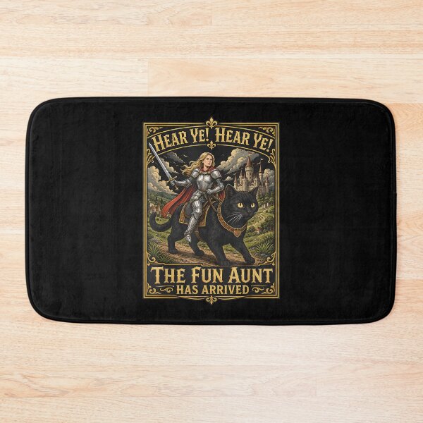 Item preview, Hear Ye Fun Aunt Has Arrived Aunt Knight Riding Black Cat  designed and sold by AnitaBice.