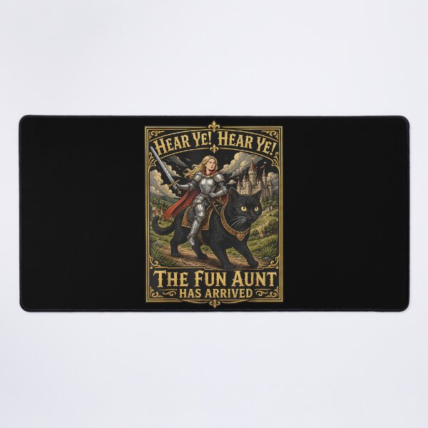 Item preview, Hear Ye Fun Aunt Has Arrived Aunt Knight Riding Black Cat designed and sold by AnitaBice.