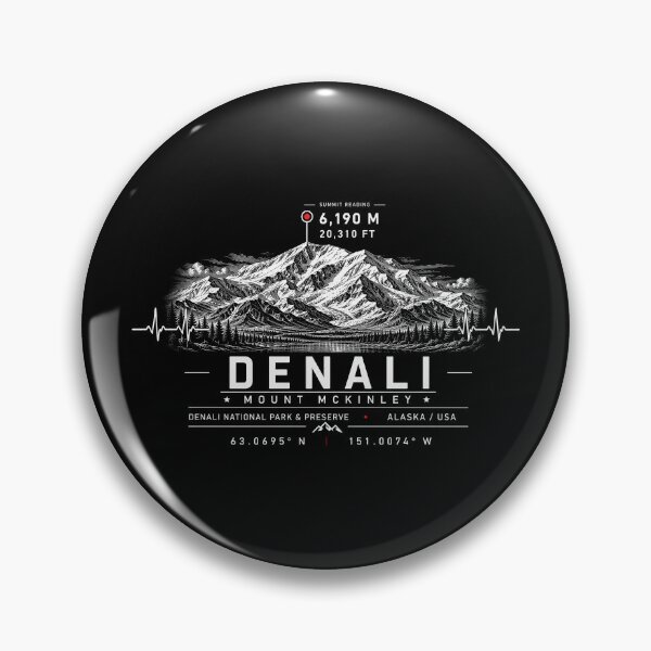 Item preview, ❤️ HEARTBEATS OF THE WORLD COLLECTION ❤️ -  Denali - Mount McKinley Summit Emblem - ALASKA - USA designed and sold by WheelieGdArt.