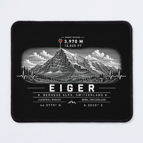 Item preview, ❤️ HEARTBEATS OF THE WORLD COLLECTION ❤️ - Eiger Summit Emblem - BERNESE ALPS - JUNGFRAU REGION - BERN - SWITZERLAND designed and sold by WheelieGdArt.
