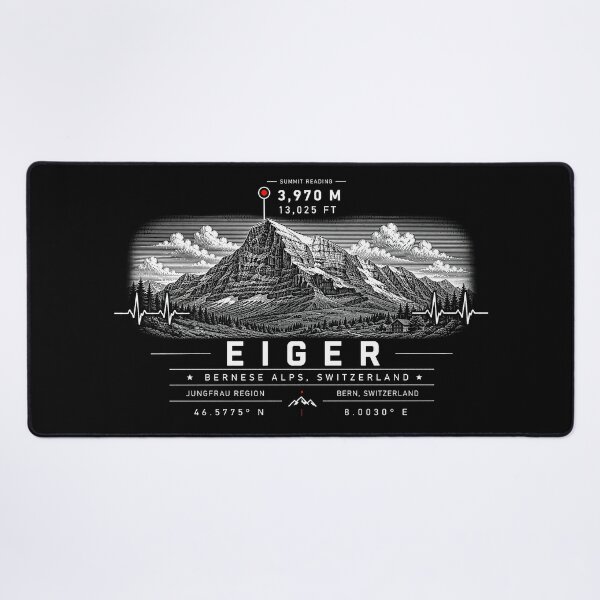 Item preview, ❤️ HEARTBEATS OF THE WORLD COLLECTION ❤️ - Eiger Summit Emblem - BERNESE ALPS - JUNGFRAU REGION - BERN - SWITZERLAND designed and sold by WheelieGdArt.
