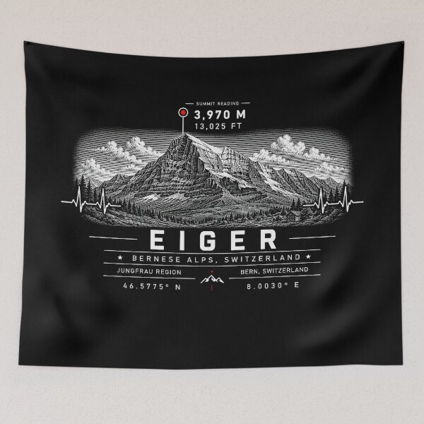 Item preview, ❤️ HEARTBEATS OF THE WORLD COLLECTION ❤️ -  Eiger Summit Emblem - BERNESE ALPS - JUNGFRAU REGION - BERN - SWITZERLAND designed and sold by WheelieGdArt.