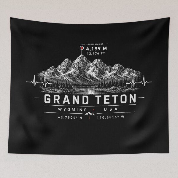 Item preview, ❤️ HEARTBEATS OF THE WORLD COLLECTION ❤️ -  Grand Teton Summit Emblem - GRAND TETON NATIONAL PARK - WYOMING - USA designed and sold by WheelieGdArt.
