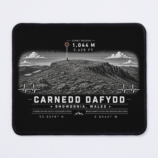 Item preview, ❤️ HEARTBEATS OF THE WORLD COLLECTION ❤️ - Carnedd Dafydd Summit Emblem - SNOWDONIA - WALES designed and sold by WheelieGdArt.