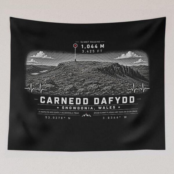 Item preview, ❤️ HEARTBEATS OF THE WORLD COLLECTION ❤️ - Carnedd Dafydd Summit Emblem - SNOWDONIA - WALES designed and sold by WheelieGdArt.