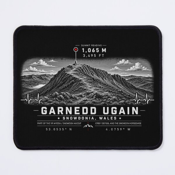 Item preview, ❤️ HEARTBEATS OF THE WORLD COLLECTION ❤️ - Garnedd Ugain Summit Emblem - CRIB Y DDYSGL AND THE SNOWDON HORSESHOE - SNOWDONIA - WALES designed and sold by WheelieGdArt.