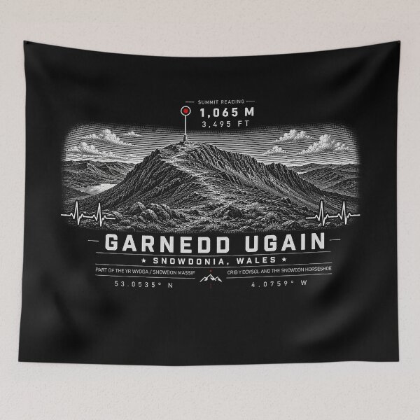 Artikelvorschau, ❤️ HEARTBEATS OF THE WORLD COLLECTION ❤️ – Garnedd Ugain Summit Emblem – CRIB Y DDYSGL AND THE SNOWDON HUFEISEN – SNOWDONIA – WALES entworfen und verkauft von WheelieGdArt.