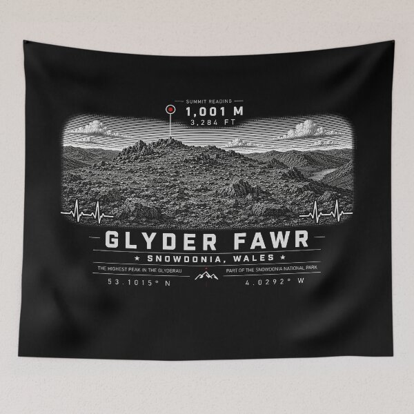 Item preview, ❤️ HEARTBEATS OF THE WORLD COLLECTION ❤️ - Glyder Fawr Summit Emblem - SNOWDONIA - WALES designed and sold by WheelieGdArt.