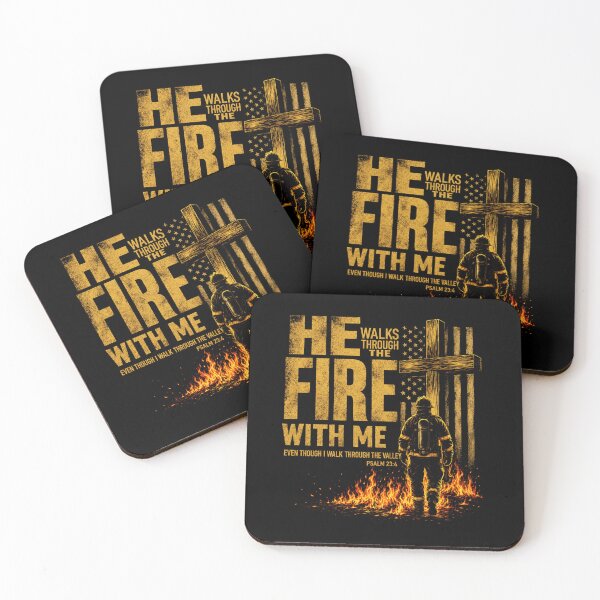 Item preview, He Walks Through The Fire with Me Psalm 23 4 Firefighter designed and sold by AnitaBice.