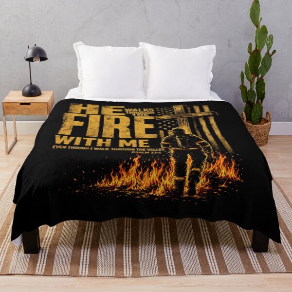 Item preview, He Walks Through The Fire with Me Psalm 23 4 Firefighter designed and sold by AnitaBice.