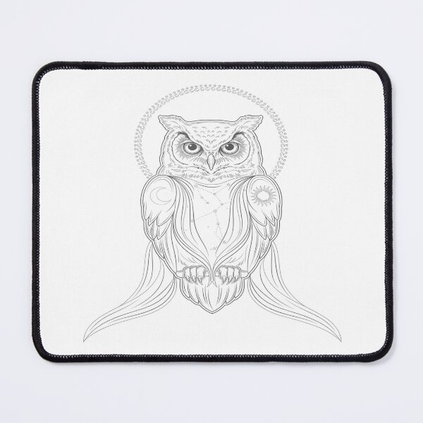 Item preview, Mystical Owl Halo – Celestial Gothic Line Art Design designed and sold by Midnight Veil Designs.