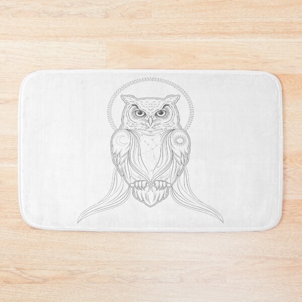 Item preview, Mystical Owl Halo – Celestial Gothic Line Art Design designed and sold by Midnight Veil Designs.