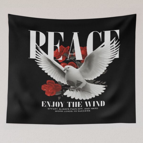 Item preview, PEACE Enjoy The Wind White Dove Red Roses designed and sold by BaddieNz.