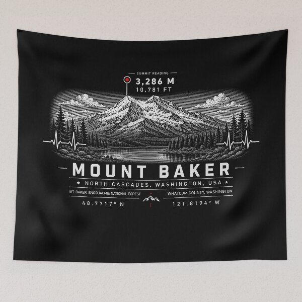 Item preview, ❤️ HEARTBEATS OF THE WORLD COLLECTION ❤️ - Mount Baker Summit Emblem - MT. BAKER-SNOQUALMIE NATIONAL FOREST -  NORTH CASCADES - WASHINGTON - USA designed and sold by WheelieGdArt.