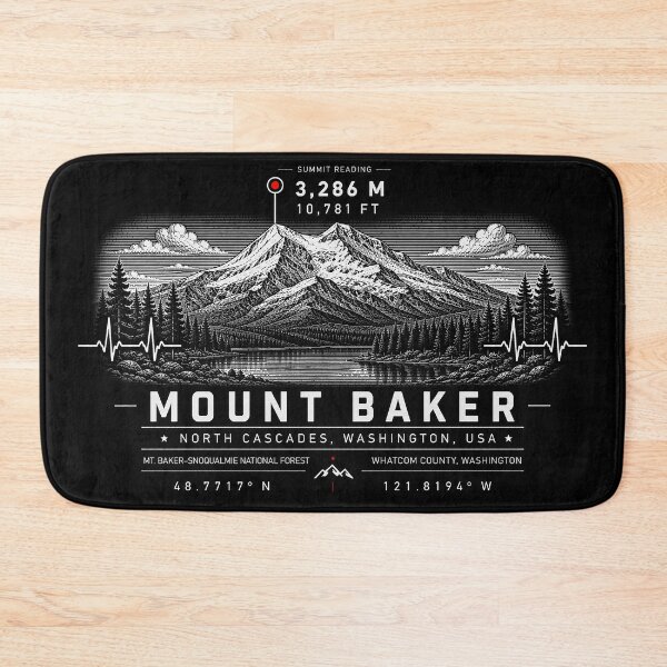 Item preview, ❤️ HEARTBEATS OF THE WORLD COLLECTION ❤️ - Mount Baker Summit Emblem - MT. BAKER-SNOQUALMIE NATIONAL FOREST -  NORTH CASCADES - WASHINGTON - USA designed and sold by WheelieGdArt.