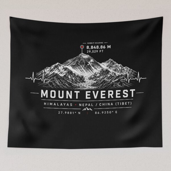 Item preview, ❤️ HEARTBEATS OF THE WORLD COLLECTION ❤️ - Mount Everest Summit Emblem - HIMALAYAS - NEPAL - TIBET - CHINA designed and sold by WheelieGdArt.