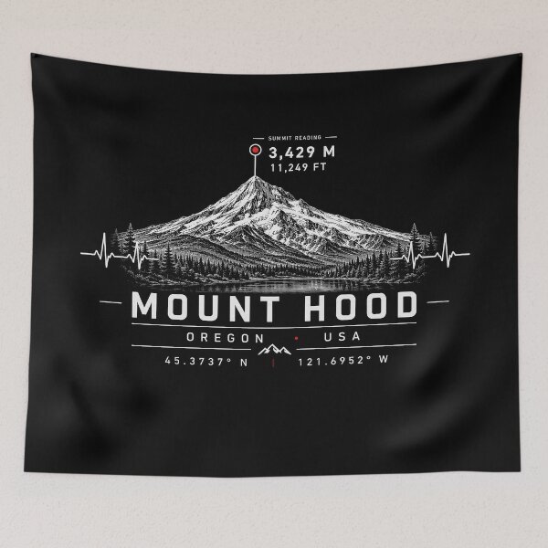 Item preview, ❤️ HEARTBEATS OF THE WORLD COLLECTION ❤️ - Mount Hood Summit Emblem - MOUNT HOOD NATIONAL FOREST - OREGON - USA designed and sold by WheelieGdArt.