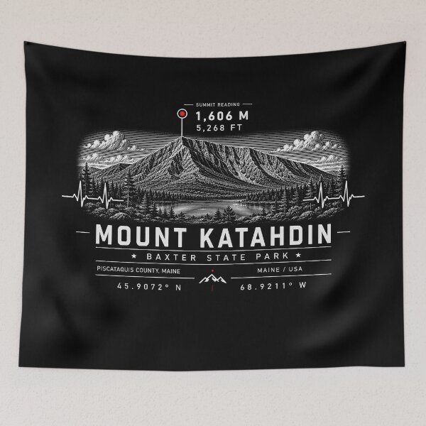 Item preview, ❤️ HEARTBEATS OF THE WORLD COLLECTION ❤️ - Mount Katahdin Summit Emblem - BAXTER STATE PARK - PISCATAQUIS COUNTY - MAINE - USA designed and sold by WheelieGdArt.