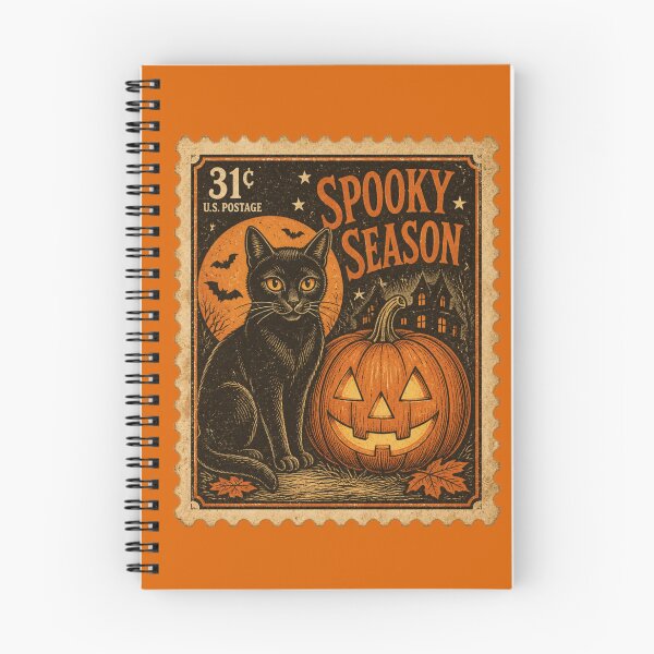 Item preview, Spooky Season Black Cat Jack O Lantern Vintage Halloween Postage Stamp designed and sold by JaymeOctober.