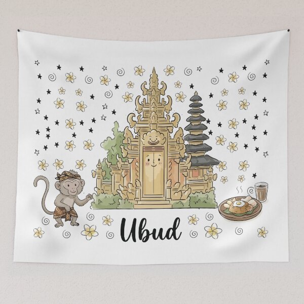 Item preview, Cute Bali Temple Ubud Doodle Art designed and sold by RamyGallery.