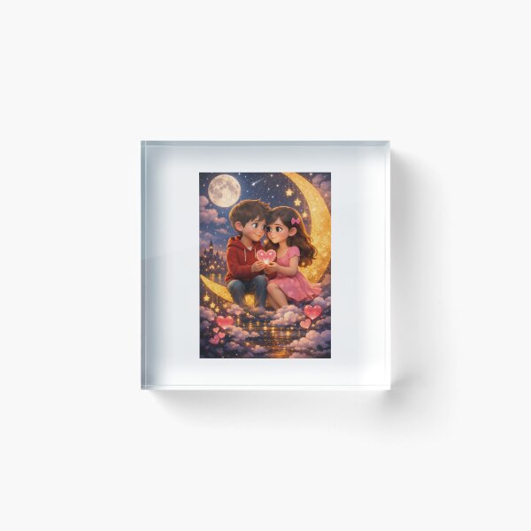 Item preview, “Pareja romántica en la luna – Arte 3D estilo Pixar” designed and sold by yuliettestore.