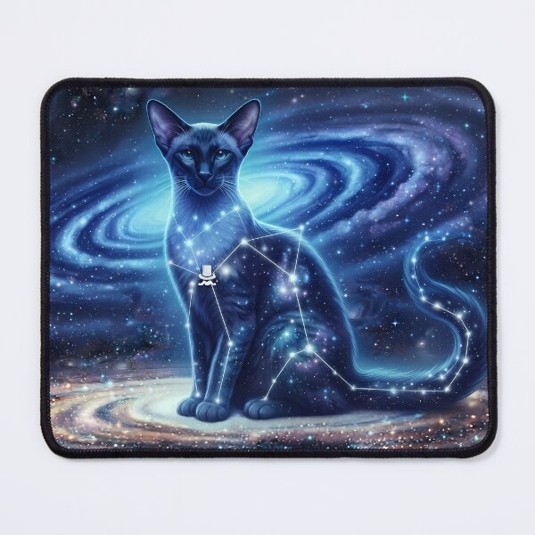 Item preview, Cosmic Siamese Cat: Night Blue Aristocrat & Sapphire Galaxy Guardian designed and sold by SOOstudio73.