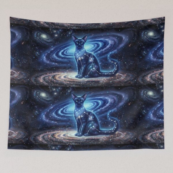 Item preview, Cosmic Siamese Cat: Night Blue Aristocrat & Sapphire Galaxy Guardian designed and sold by SOOstudio73.