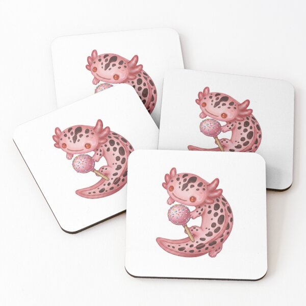 Item preview, Cute Axolotl Eating a Cake Pop Design / Pink / Kawaii / Happy axolotl / Magical / Tshirts, mugs, stickers, journals, backpacks etc designed and sold by TeenLake.
