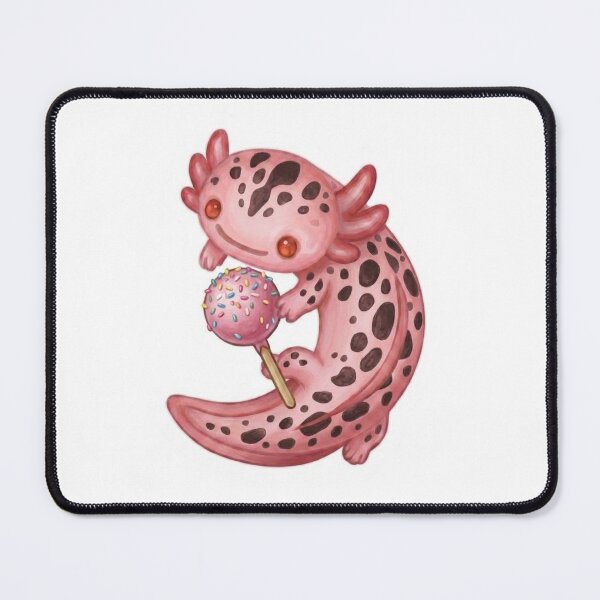 Item preview, Cute Axolotl Eating a Cake Pop Design / Pink / Kawaii / Happy axolotl / Magical / Tshirts, mugs, stickers, journals, backpacks etc designed and sold by TeenLake.