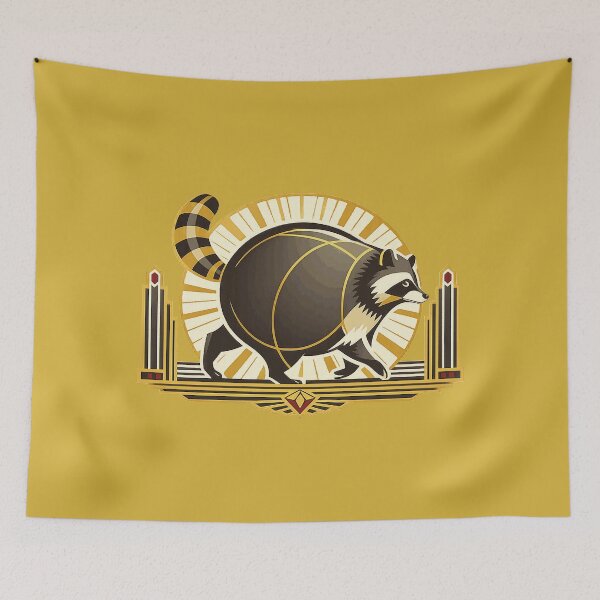 Item preview, Art Deco Round Raccoon designed and sold by KungPowUnicorn.