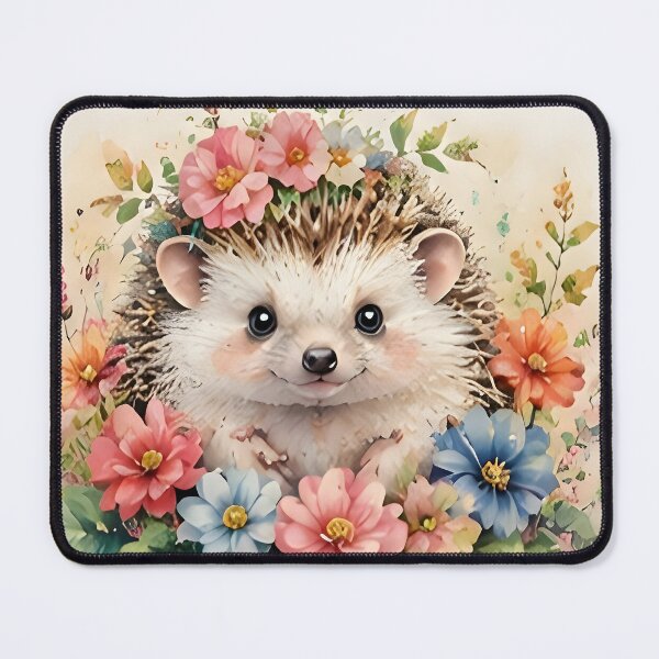 Artikelvorschau, Niedlicher Aquarell-Igel, umgeben von bunten Blumen entworfen und verkauft von Pawzenix.