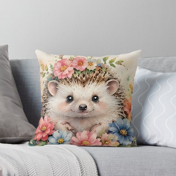 Artikelvorschau, Niedlicher Aquarell-Igel, umgeben von bunten Blumen entworfen und verkauft von Pawzenix.