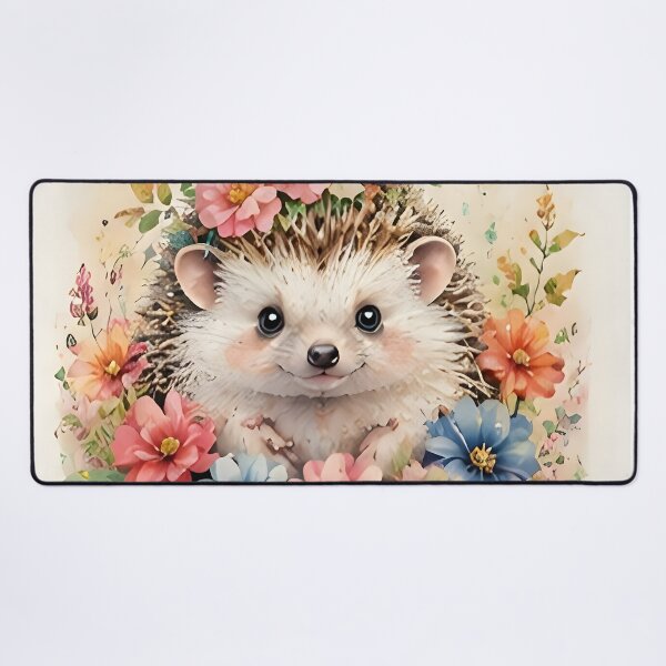 Artikelvorschau, Niedlicher Aquarell-Igel, umgeben von bunten Blumen entworfen und verkauft von Pawzenix.