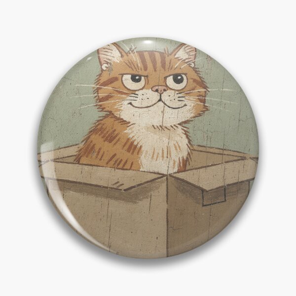 Item preview, Orange Tabby Sitting in the Empty Cardboard Box Folk Art designed and sold by PictorialWhimsy.