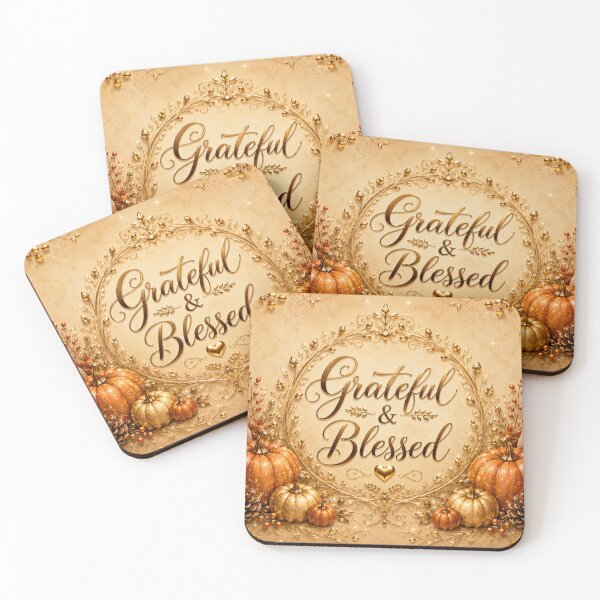 Item preview, Grateful & Blessed Elegant Thanksgiving – Golden Autumn Pumpkins designed and sold by HO•Designs.