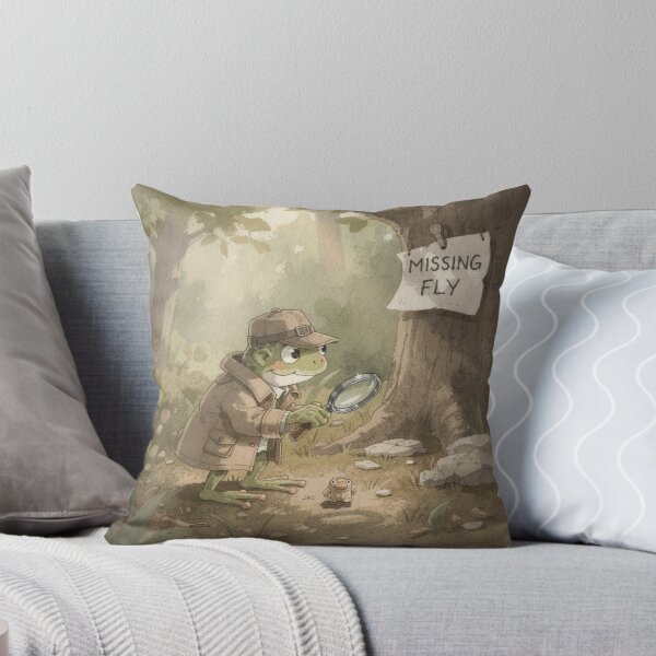 Item preview, Frog Detective Investigating the Missing Fly Cottagecore Art designed and sold by PictorialWhimsy.