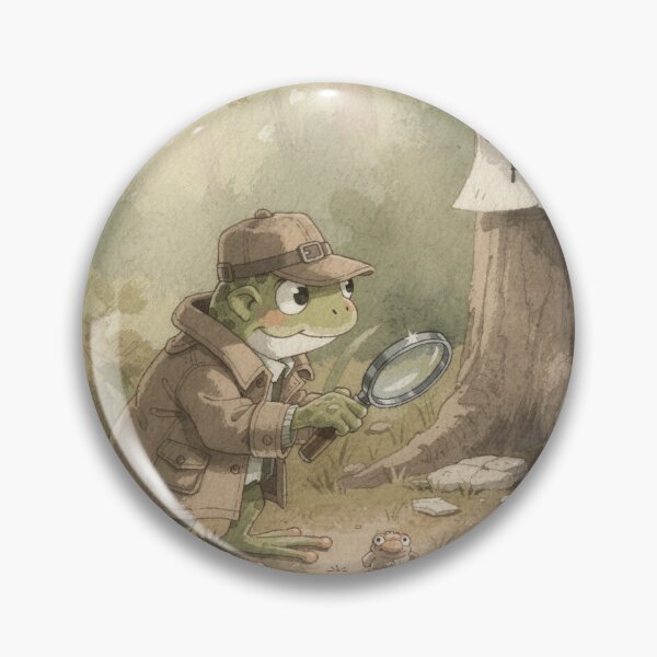 Item preview, Frog Detective Investigating the Missing Fly Cottagecore Art designed and sold by PictorialWhimsy.