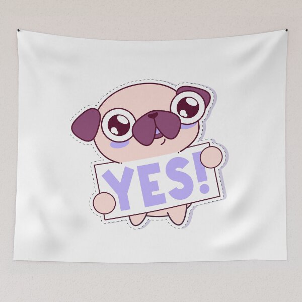 Item preview, Cute Pug Dog Yes Cartoon Design designed and sold by     Fatma Creates.