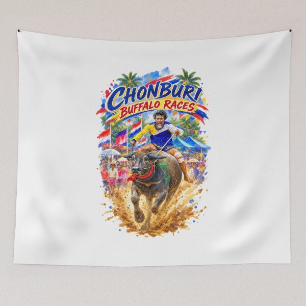 Item preview, Chonburi Buffalo Races — Digital Watercolor designed and sold by Russell Thorne.