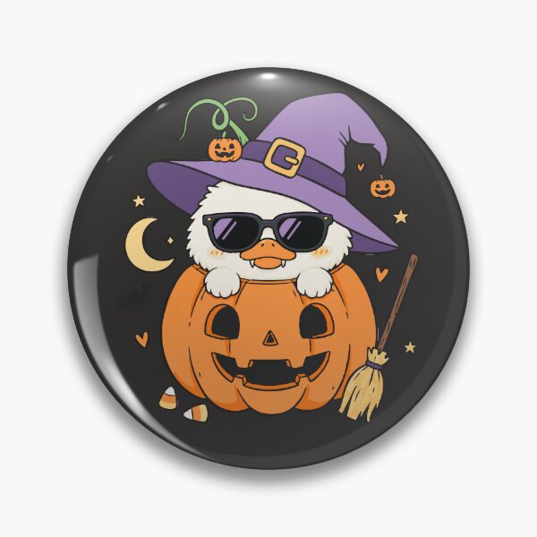 Item preview, Cool Spooky Duck Witch wearing Sunglasses in a Pumpkin - Kawaii Halloween designed and sold by TangoCharlieNZ.